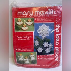 Vintage Mary Maxim 6 Angel Ornaments Needlework Crafts Christmas MCM New